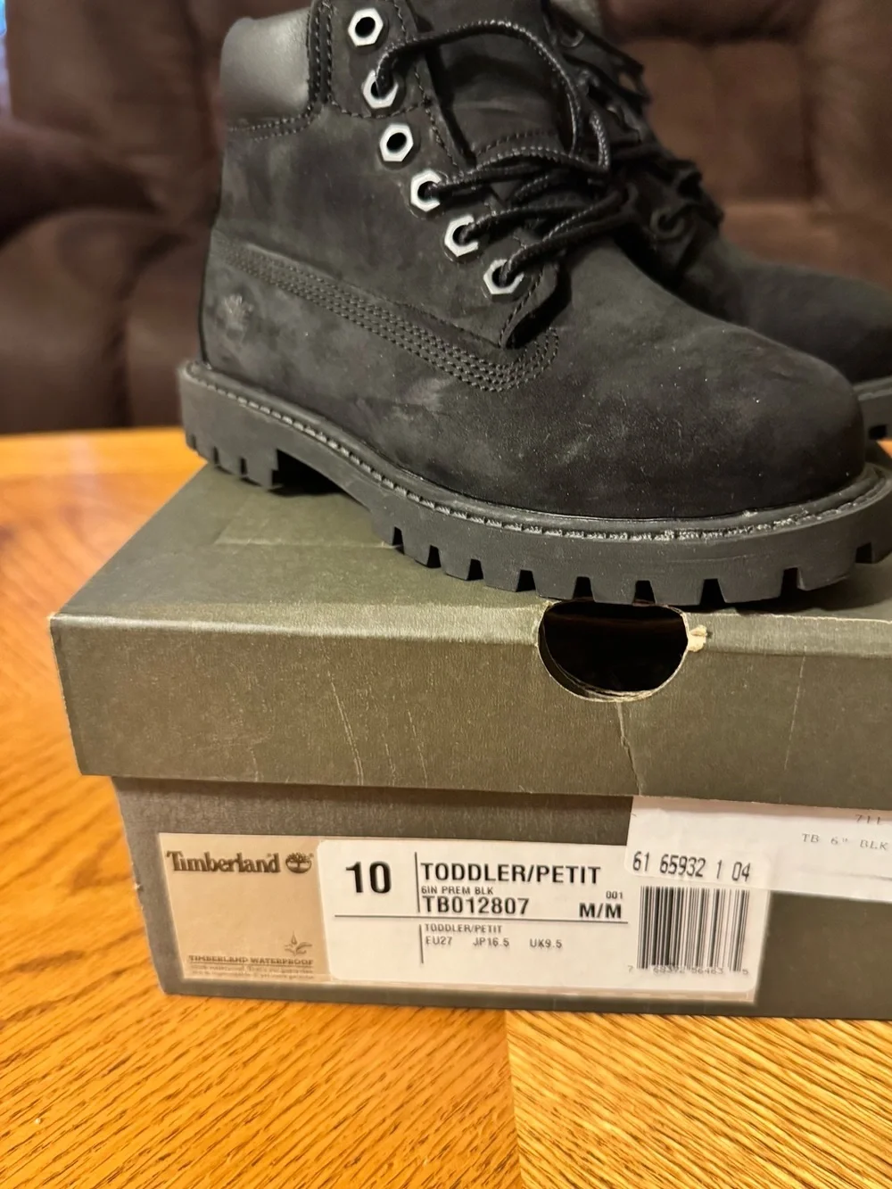Timberland Kids Black 6 Inch Lace-Up Waterproof Boots